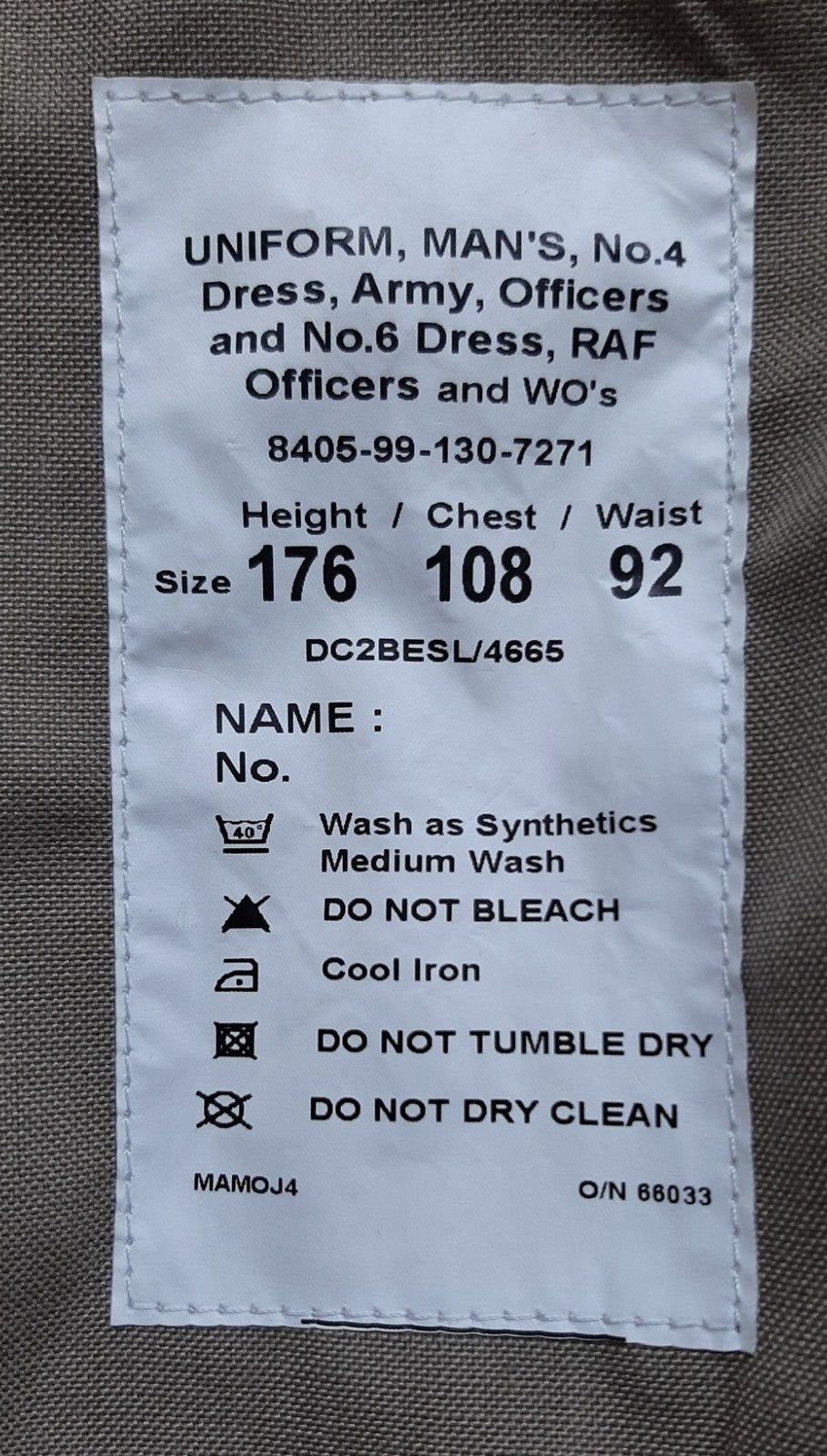 British Army RM No4 Warm Weather Dress Jacket 176/108/92cm