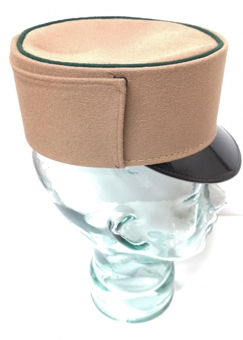 Beige Female Peaked Kepi Cap with Dark Green Rim 50cm