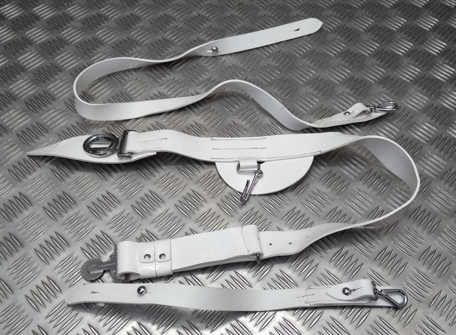 Bahrain Belt White Short & Long Straps Buckle & Chrome Fixings