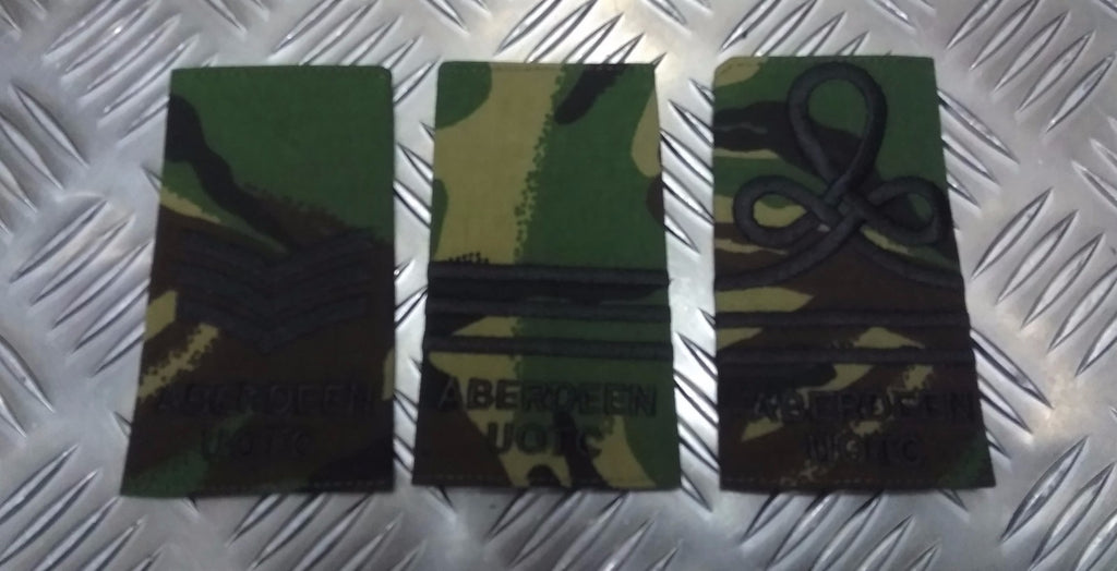 Genuine British Army "Aberdeen UOTC" DPM Camo Rank Slide Various Ranks (AUOTC)