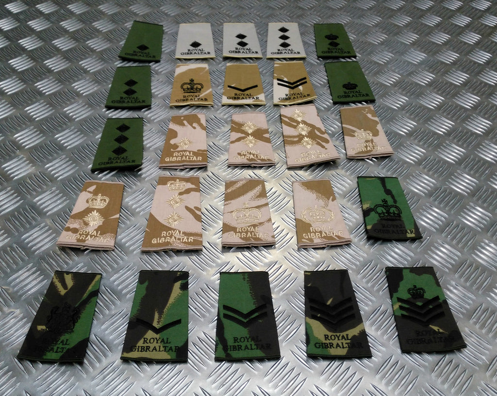 Genuine British Army Royal Gibraltar Regiment Rank Slide Various Colours Ranks