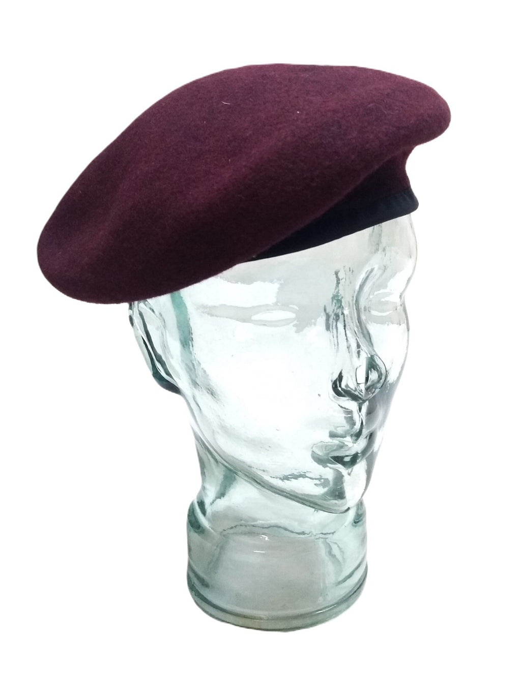 Maroon Army Beret Officers UK Pattern Wool / Silky Lining & Petersham Trim 58cm.