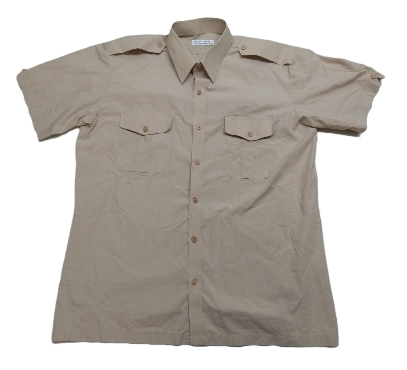 UAE Shirt Beige Short Sleeve Dress Size 16" / 41cm