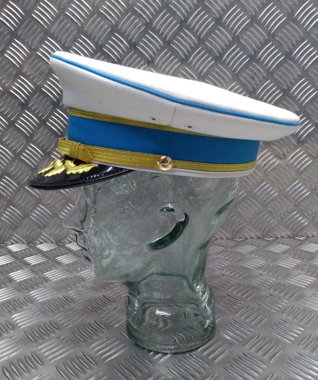 White Hat Senior Officers Issue Dress Visor Cap Hobson of London Full Garnish 57