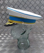 White Hat Senior Officers Issue Dress Visor Cap Hobson of London Full Garnish 57