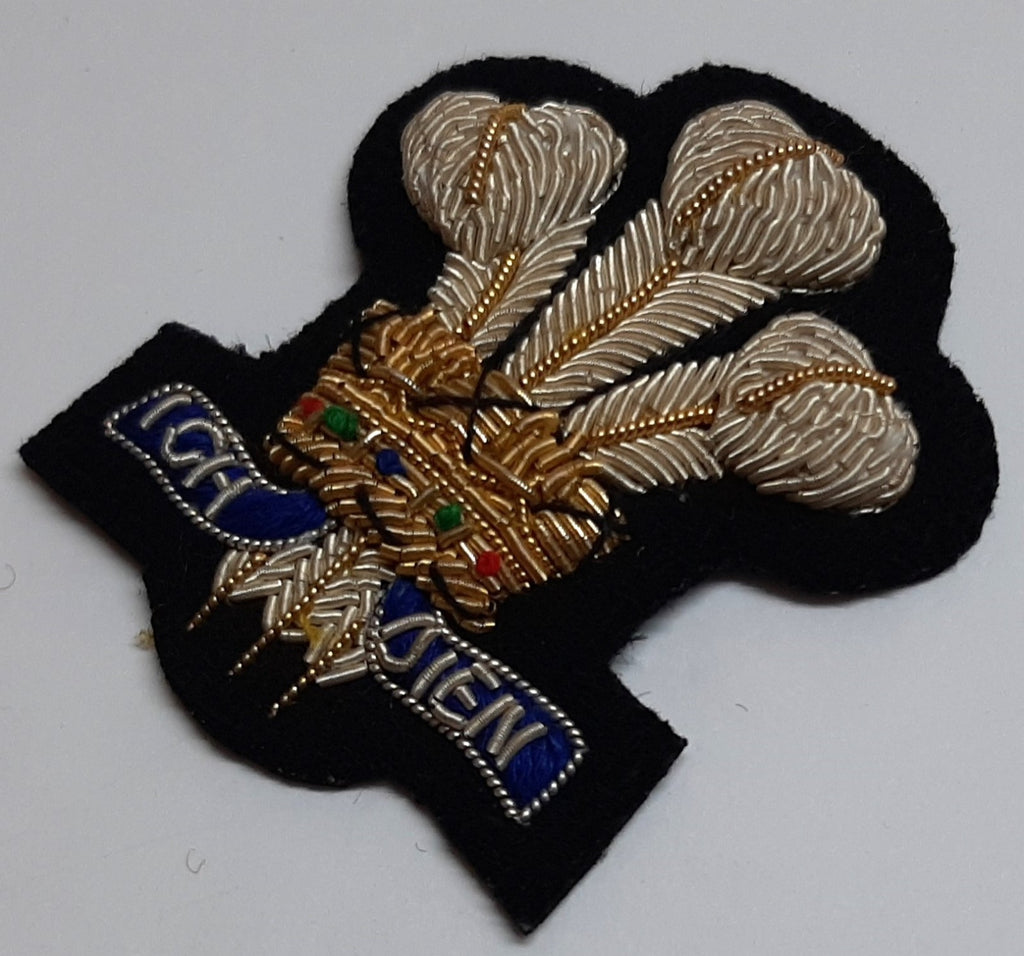 RRW Insignia Badge British Army ICH DIEN 3 Feathers Hand Embroidered Patch NoS