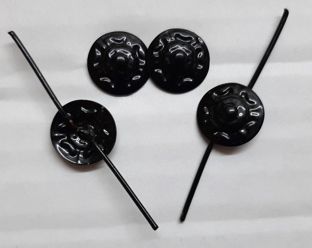 Black Rosettes Insignia British Made Split Pin Vintage Subdued Rose Crown X4