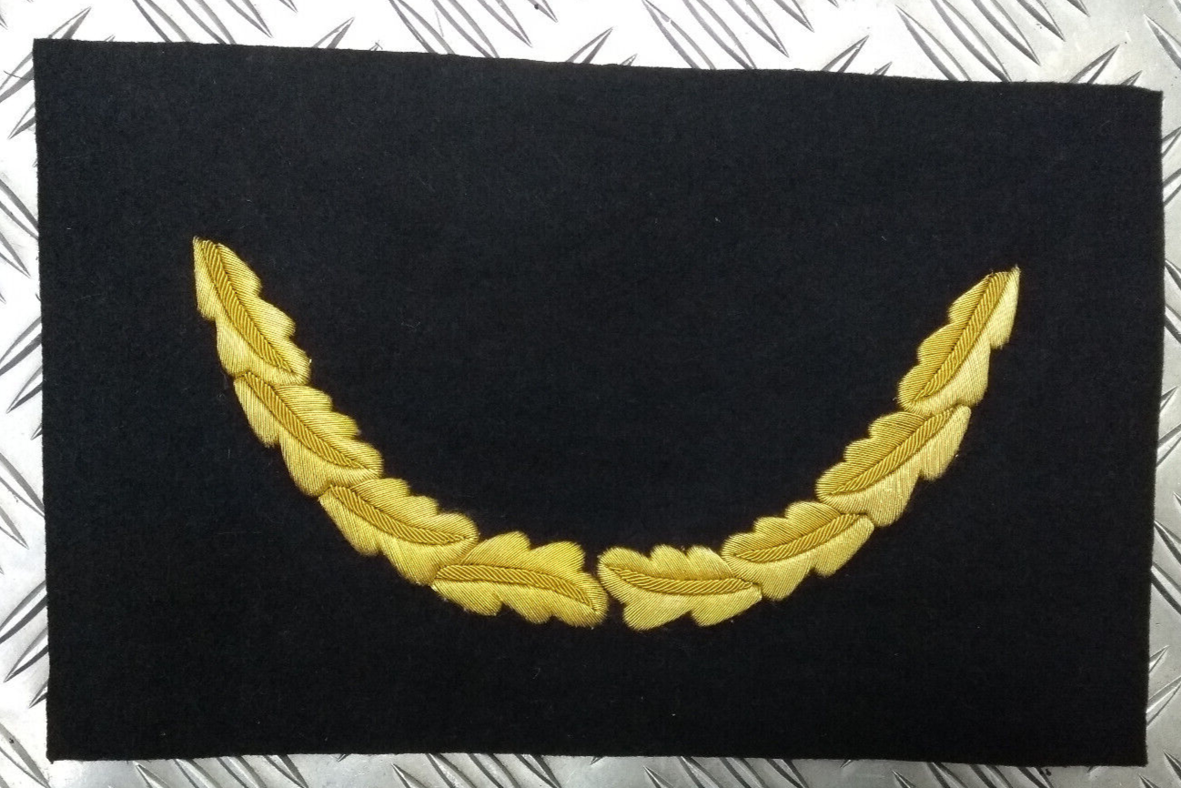 Officers Single Oakleaf Braid Uncut Cap Peak Gold on Black Felt British Made