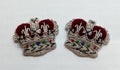 Army Silver Crowns Gilt With Crimson Padding Hand Embroidered Insignia 3/4" 1 Pr