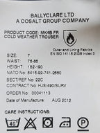 Mk4B FR Trousers British Ballyclare LTD Cold Weather Over Trouser Asst