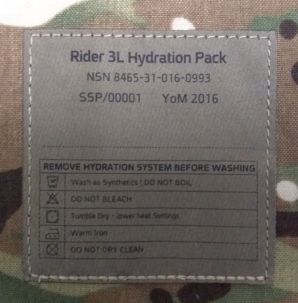 British Issue Rider MTP Multicam 3.0L Hydration Backpack