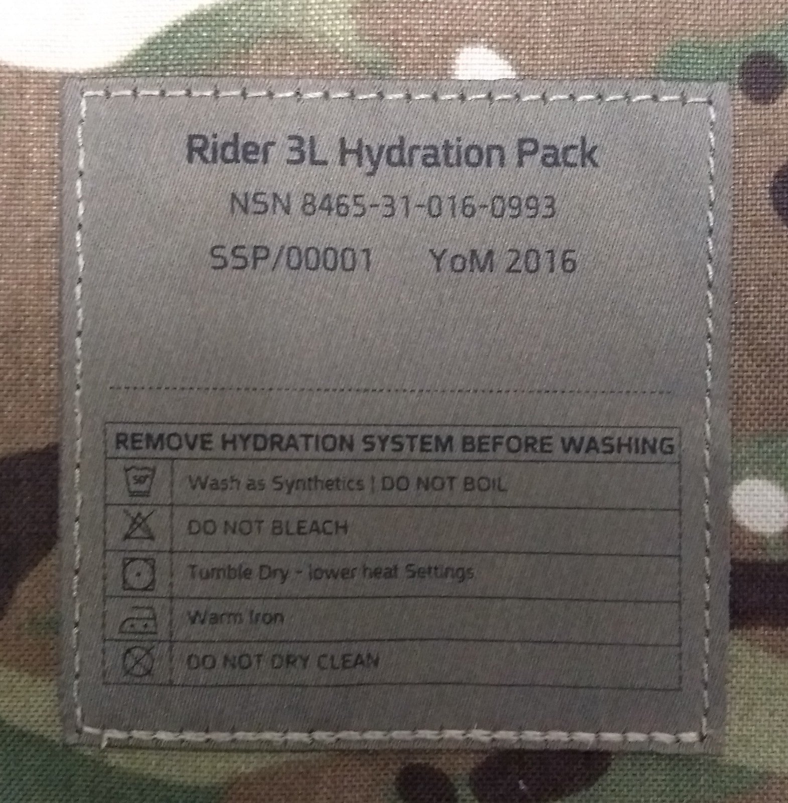 British Issue Rider MTP Multicam 3.0L Hydration Backpack