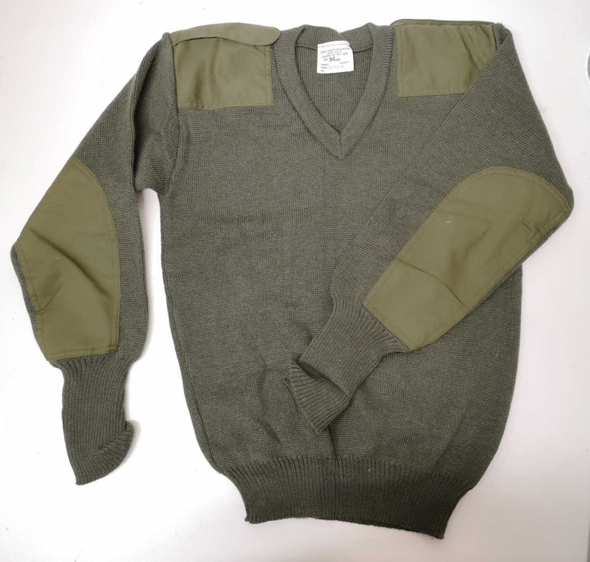 Green Wool Utility Jumper / Sweater / Jersey / V-Neck Genuine British