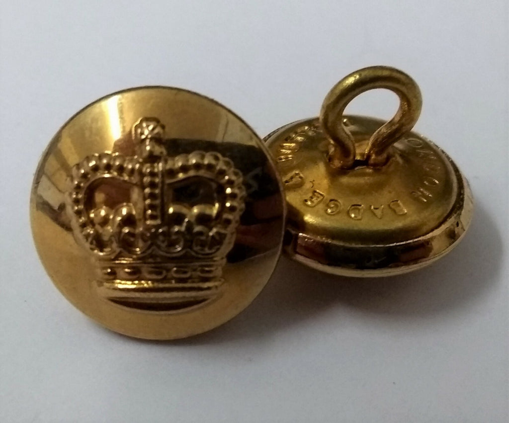 Genuine Vintage British St Edwards Crown Metal Dress Buttons X2 ASBT146