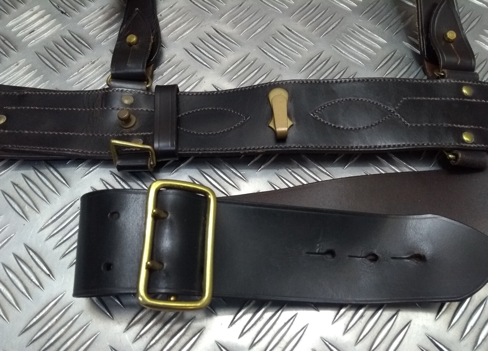 Vintage Sam Browne Leather Belt and Cross Over Strap Hobson London