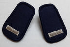 Rank Collar Badges 1 Silver Bar on Blue With Metal Clip Fixings 1 Pair