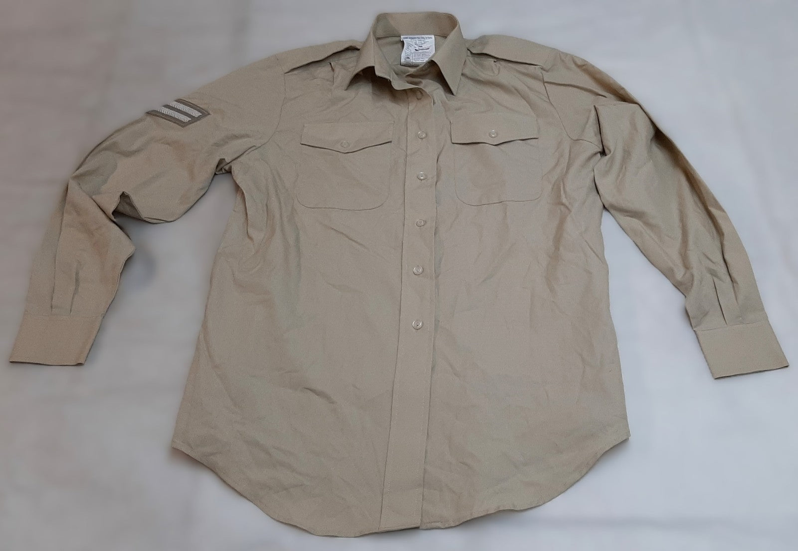 British Army Style FAD Shirt Fawn Long Sleeve No2 Collar 36cm Bust 96cm