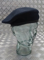 Hobson Beret Made In England Navy 100% With Wool Leather Rim Band 6 3/4