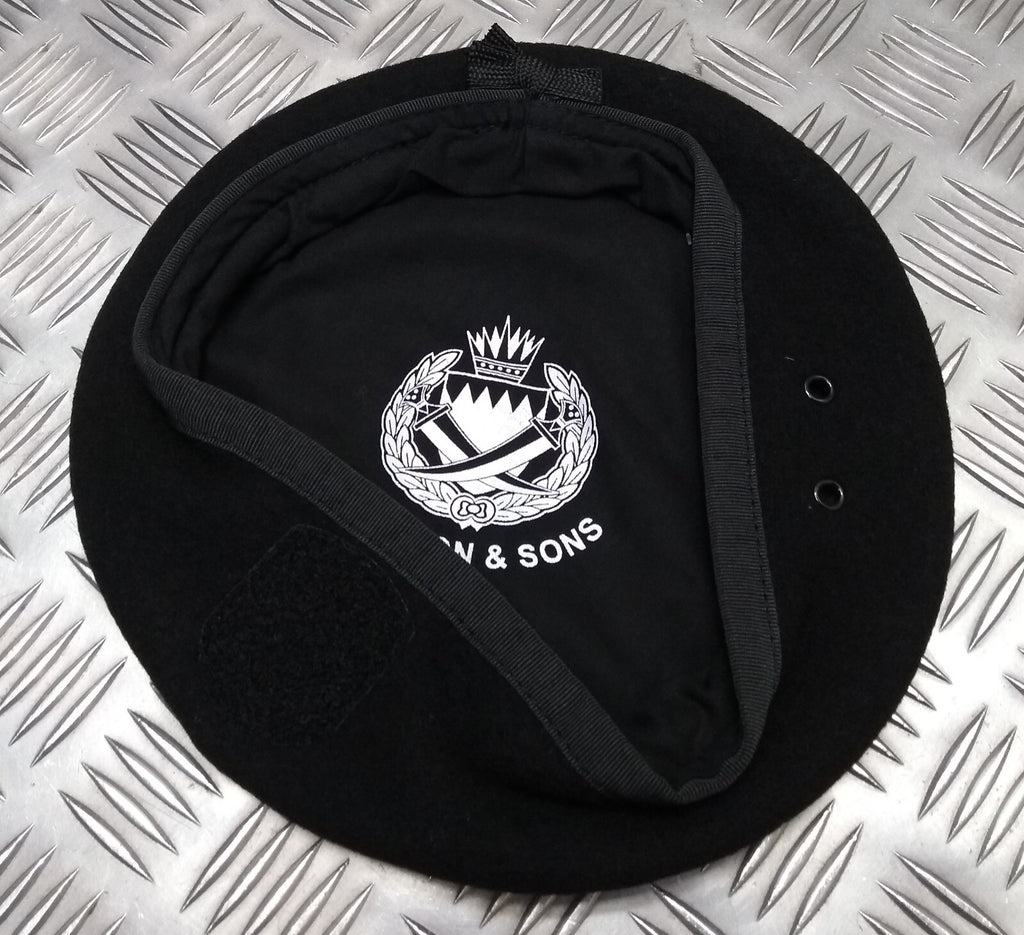 Bahrain Force Beret Black Hobson of England Lined Wool Uniform Cap New Old Stock