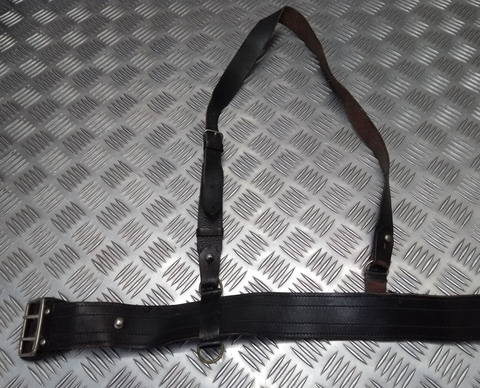 Vintage Sam Browne Brown Leather Belt & Shoulder Strap Issue Faulty