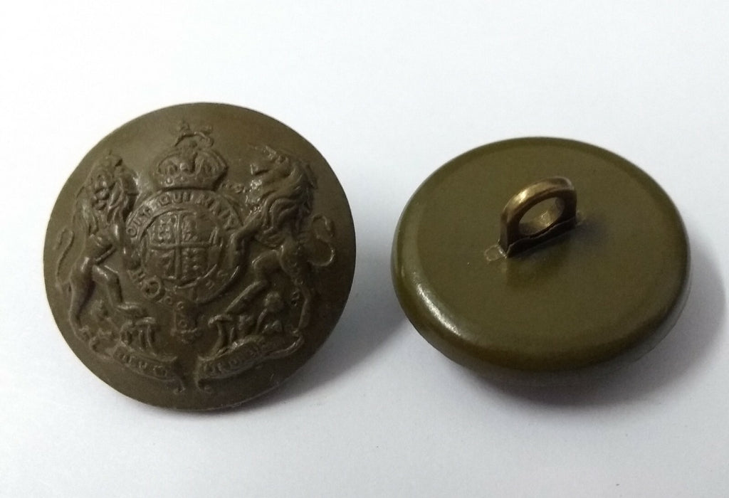 Genuine Vintage British Army Kings Crown General Service Coat of Arms Buttons x2