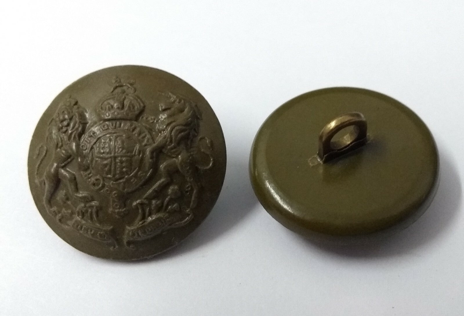 Genuine Vintage British Army Kings Crown General Service Coat of Arms Buttons x2