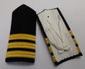 Naval Issue 3 Bar Gold Lace Officer Rank Shoulder Boards Leather Lace Backed