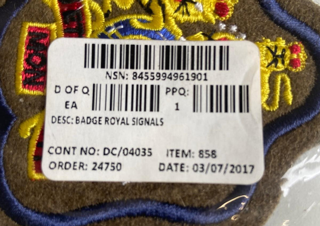 Royal Signals British Army Warrant Officer Class 1 Badge Blue Border Patch - NEW