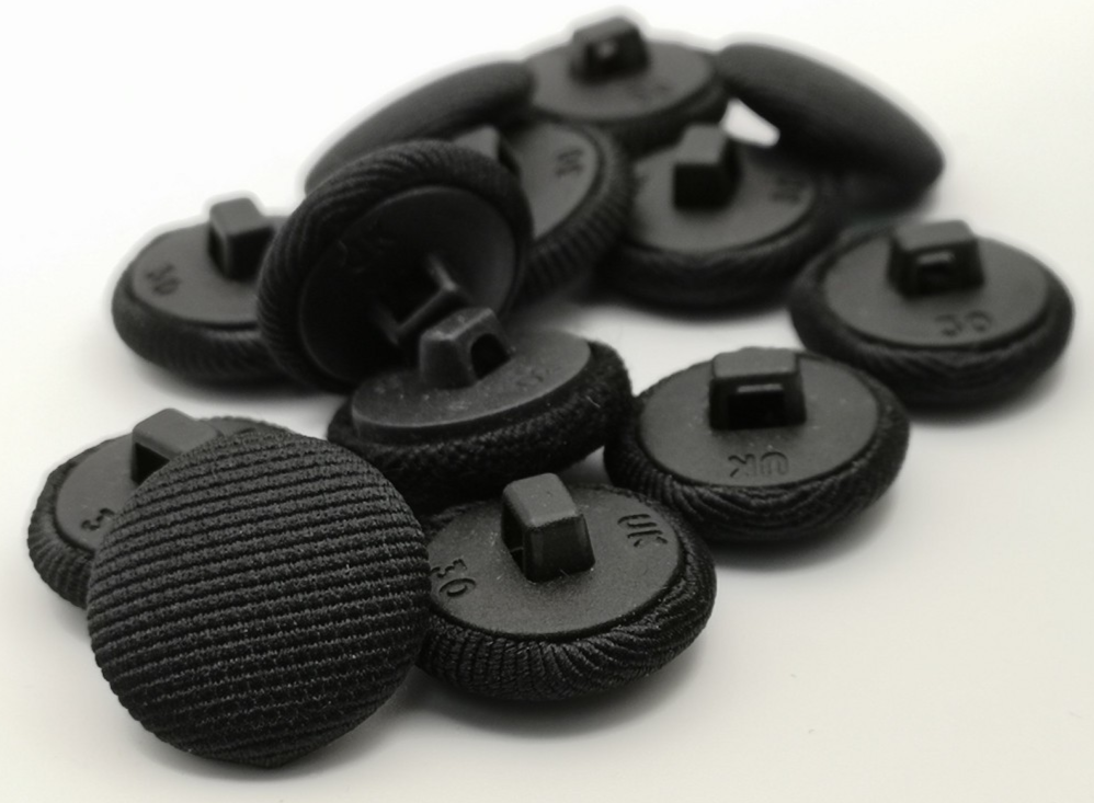 Black Fabric Covered Buttons Line Pattern 30L x12
