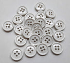 White Small Buttons for Braces British 4 Hole Pattern 14.5mm Set of 24