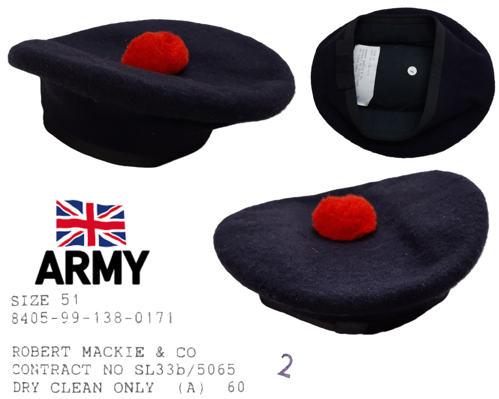 Vintage Balmoral Hat British Army Pattern Scottish Bonnet No Insignia R Mackie