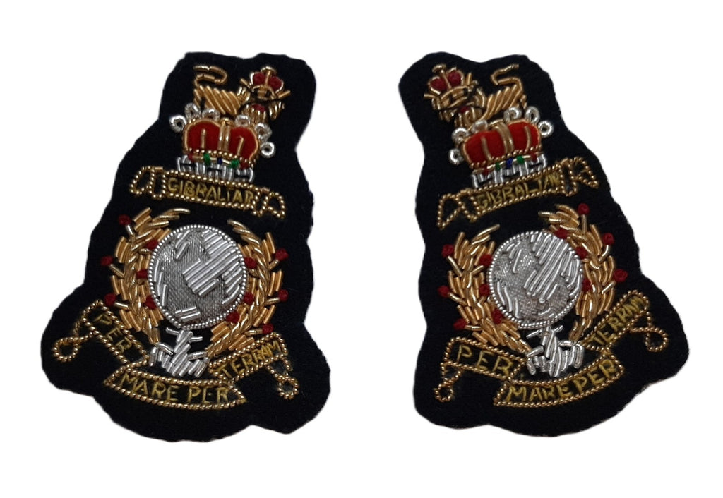 Royal Marines Staff Officer British RM Black Embroidered OFC Collar Patches