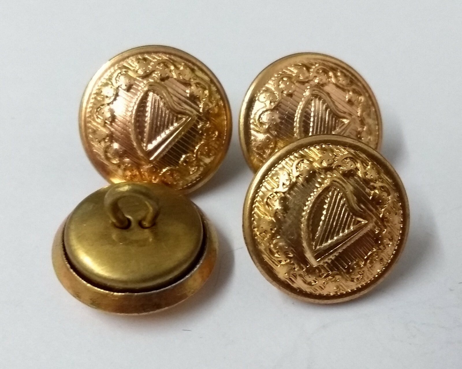 Vintage Irish Harp Decorative Ring Buttons x 4 ASBT196