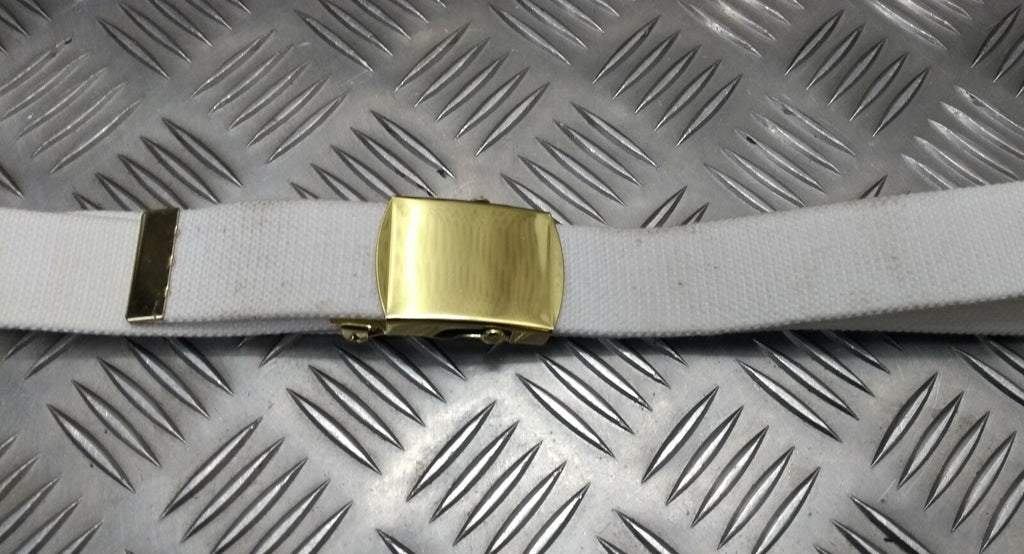 British White RN Trousers Belt 1¼" Roll Buckle Royal Navy Grade 1