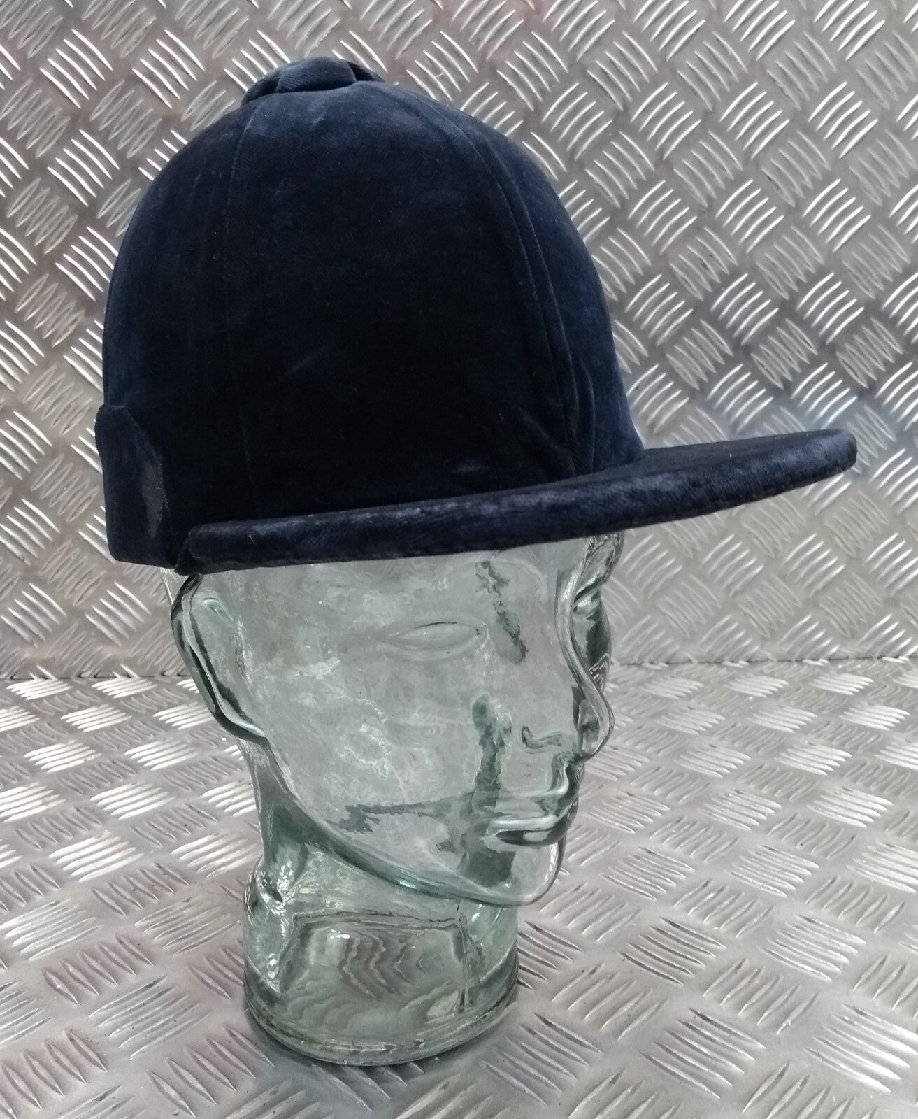Patey Cap Navy Velvet Covered Hand Made - Navy Hunt Cap Riders Show Cap 59cm