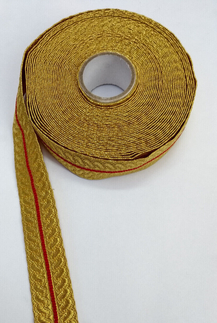 Gold Red Cotton Metalised Polyester Lace Genuine British Made Issue