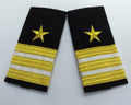 Shoulder Slides Officer Hook & Loop Epaulettes Naval With 3 Gold Bars & Star