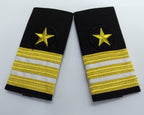 Shoulder Slides Officer Hook & Loop Epaulettes Naval With 3 Gold Bars & Star