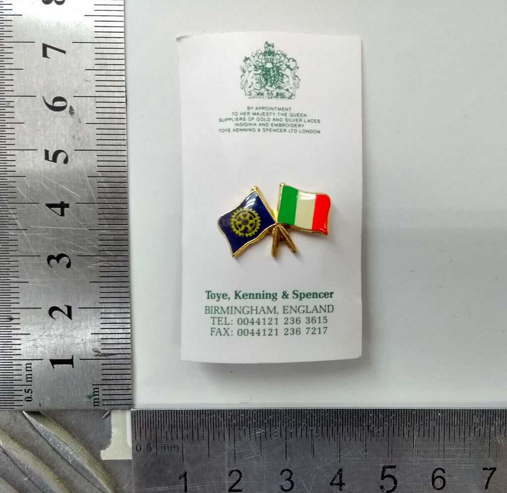 Rotary International Club Twin Flags Metal Lapel Pin Badges Set of 8 - NEW
