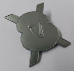 Harp & Cross Chrome Large Insignia Metal Badge Unknown With Split Pint Fixing