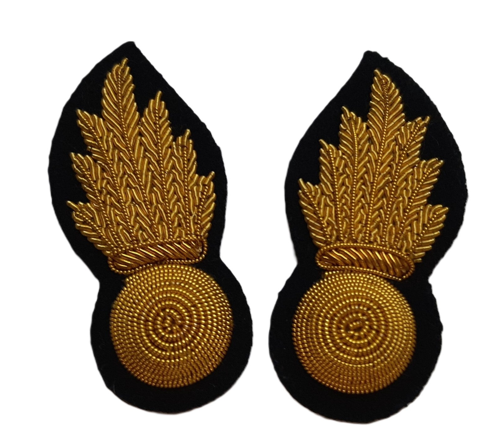 RA Collar Badges Black No1 Officers British Army Artillery Embroidered 1 Pair