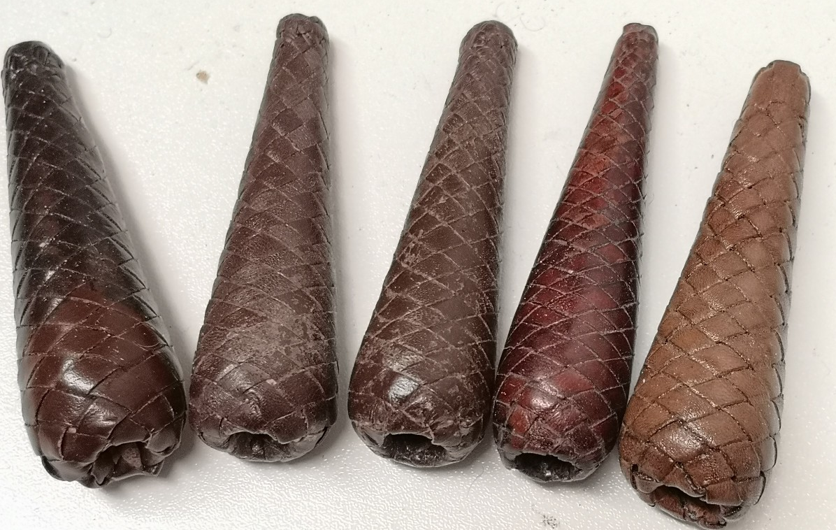 Sword Knot Acorns Dark Brown Leather Bound Replacement Parts set of 5