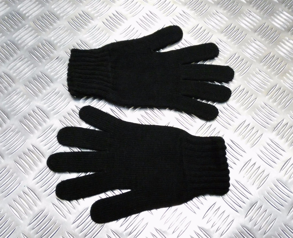 Made In The UK Quality Acrylic Black Gloves With Knitted cuffs - Brand New