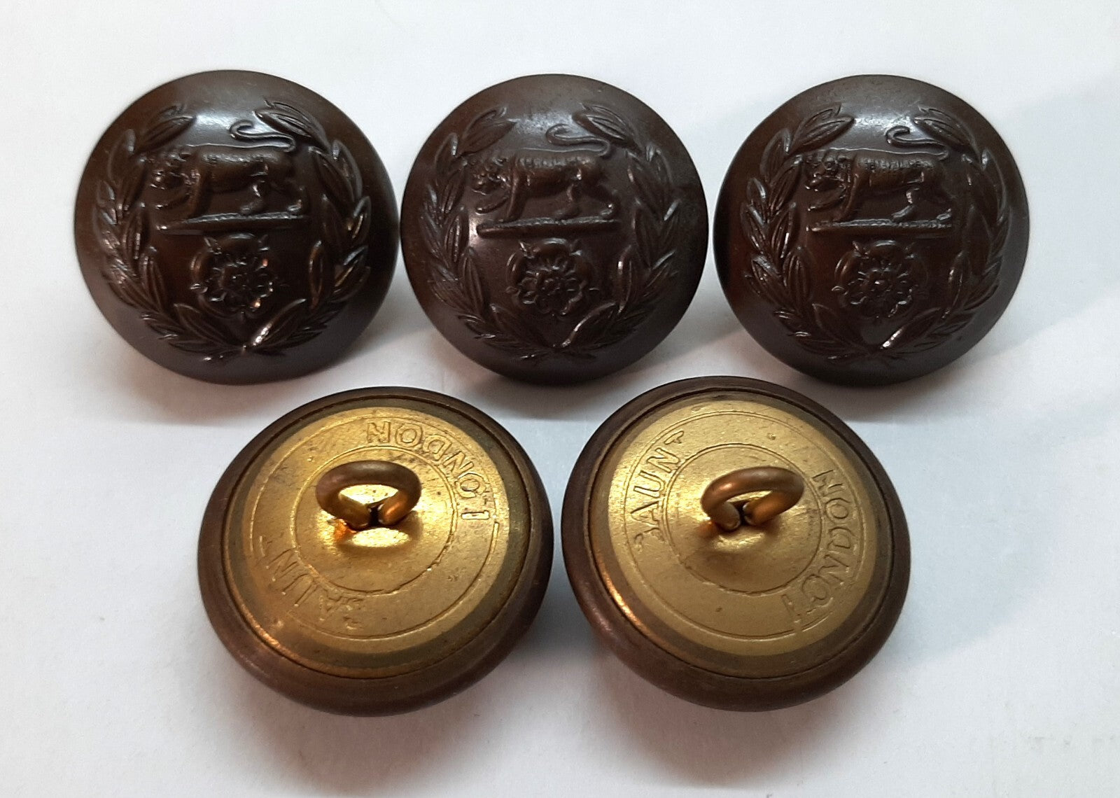 Royal Hampshire Buttons British Army Insignia Subdued / Bronze Size 40L X5