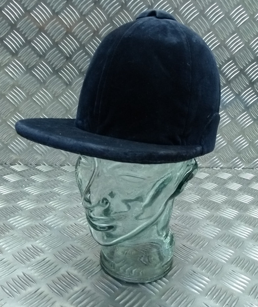 Patey Cap Navy Velvet Covered Hand Made - Navy Hunt Cap Riders Show Cap 59cm