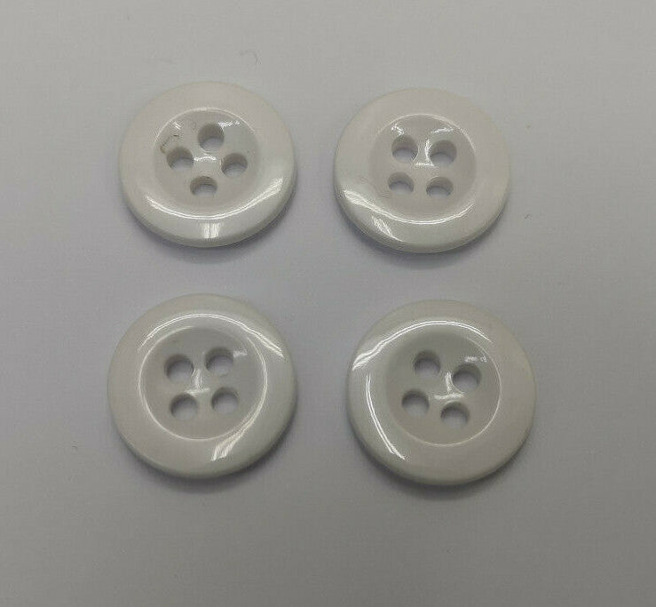 Genuine Vintage Issue 4 Hole Plastic Buttons Naval White x4 16.5mm 27L