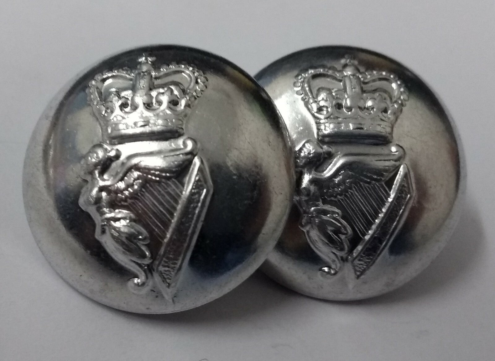 Genuine British Army Issue X10 Irish Guards Silver Dress Buttons 24.5mm ASBT116