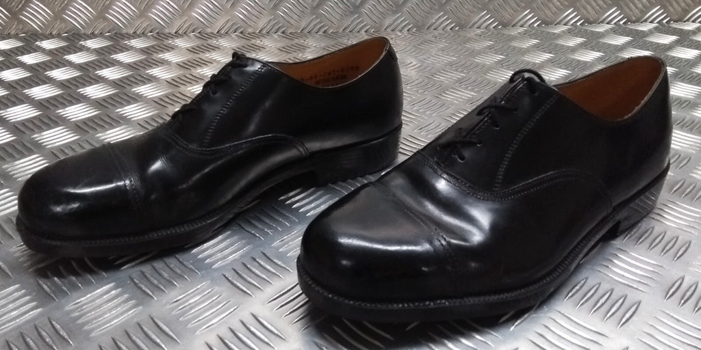 Service Shoes Black Leather British Army Pattern DMS Sole Toe Cap Section USED