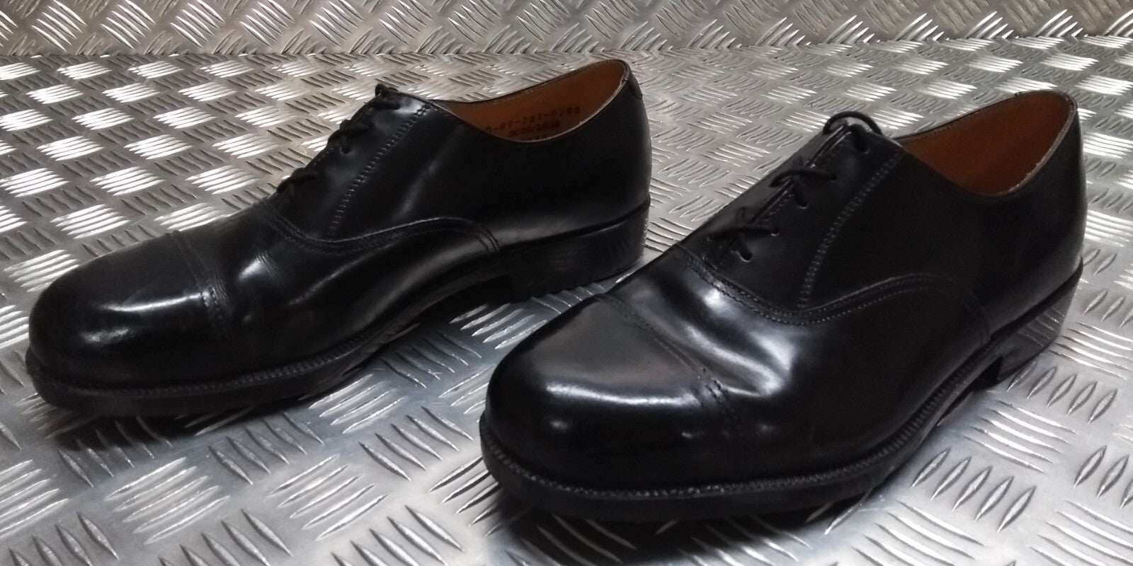 Service Shoes Black Leather British Army Pattern DMS Sole Toe Cap Section USED