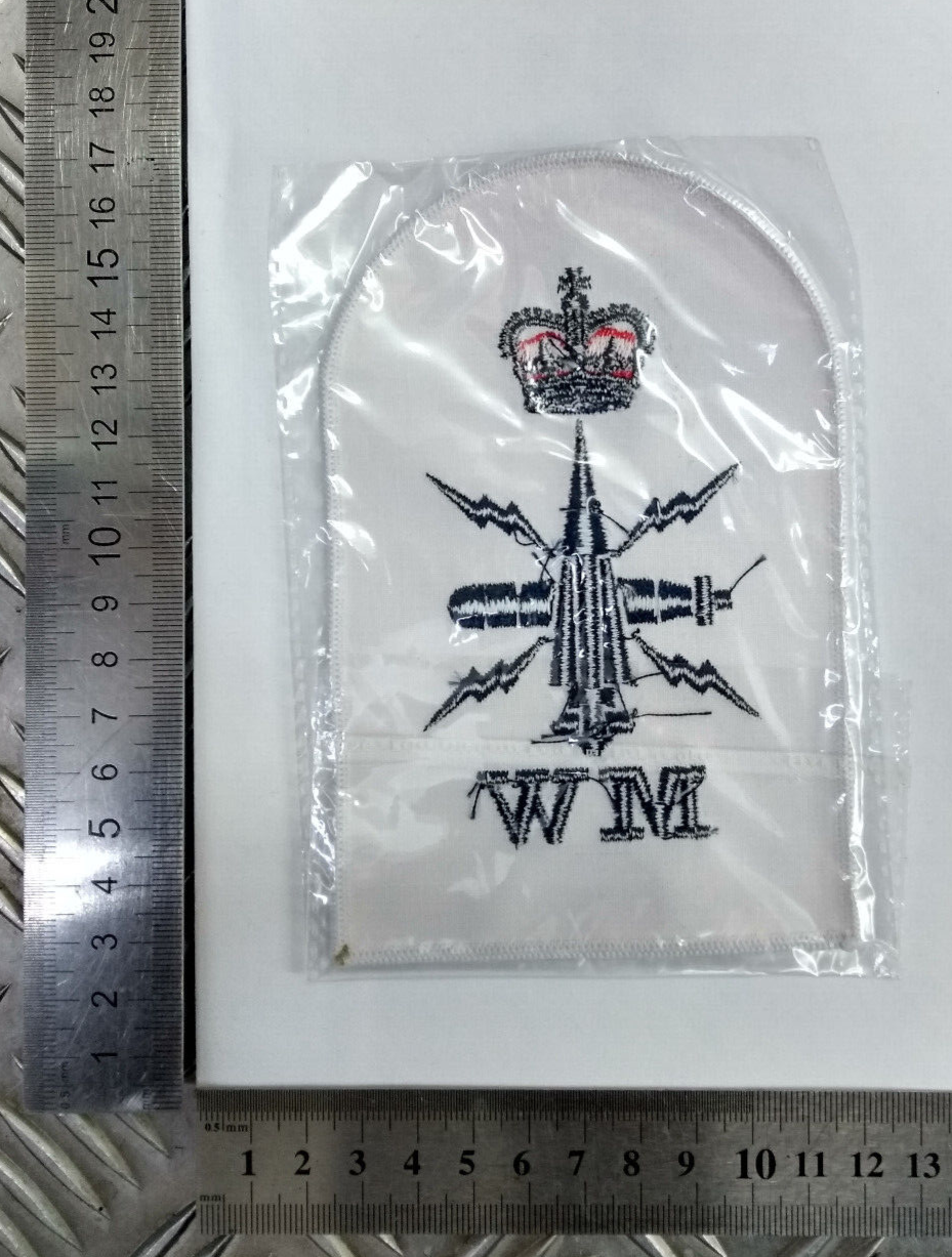 Royal Navy Mine Warfare MW Petty Officer Qualification Patch Blue on White